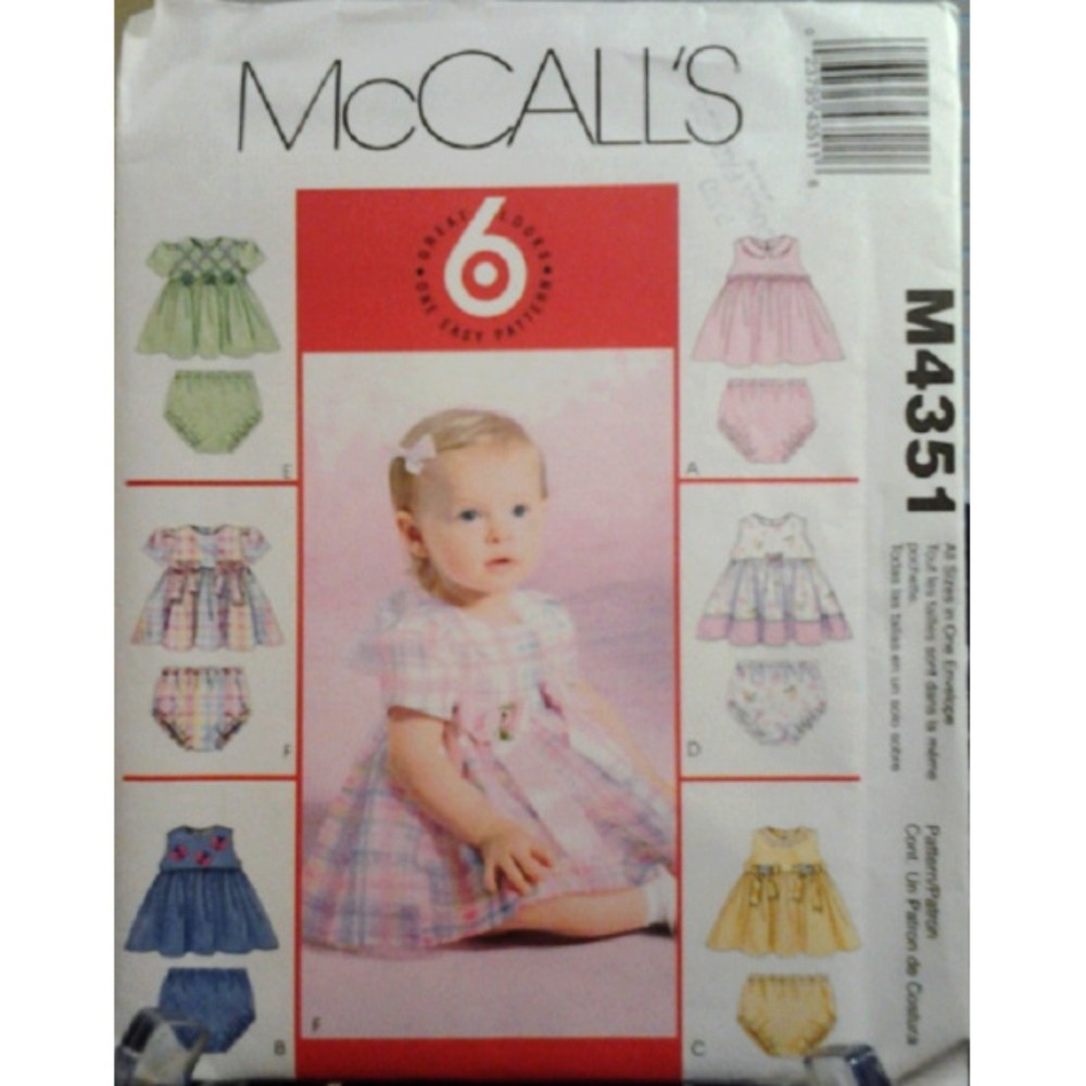 McCall's Easy 4351 - Infants Sundress & Ruffle Bloomers Sewing Pattern